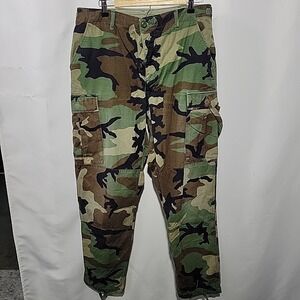 US Army BDU Cargo Pants Mens Medium Long Woodland Camo Ripstop Military 8415-01-